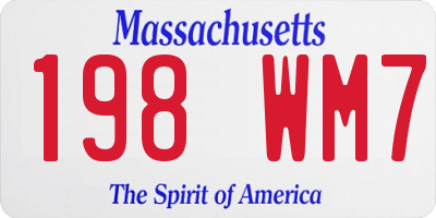 MA license plate 198WM7