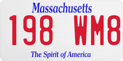 MA license plate 198WM8