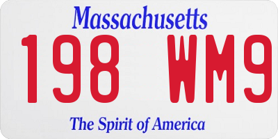 MA license plate 198WM9