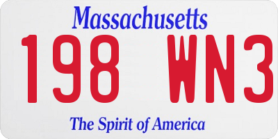 MA license plate 198WN3