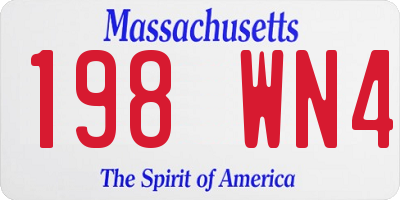 MA license plate 198WN4