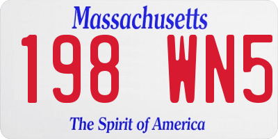 MA license plate 198WN5