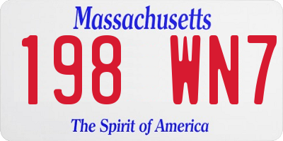 MA license plate 198WN7