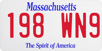 MA license plate 198WN9