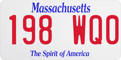 MA license plate 198WQ0