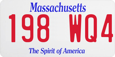MA license plate 198WQ4