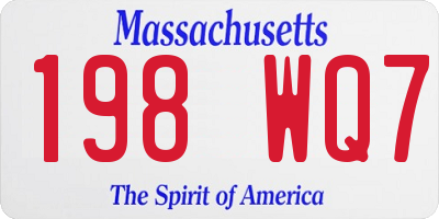 MA license plate 198WQ7