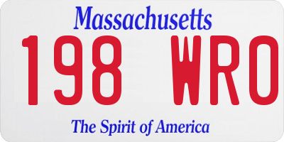 MA license plate 198WR0
