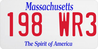 MA license plate 198WR3