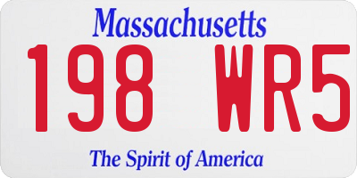 MA license plate 198WR5