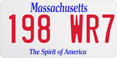 MA license plate 198WR7