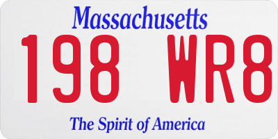 MA license plate 198WR8