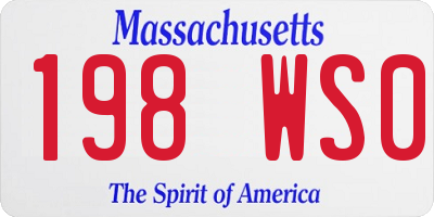 MA license plate 198WS0