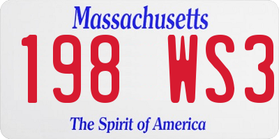 MA license plate 198WS3