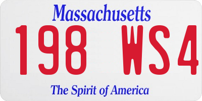 MA license plate 198WS4
