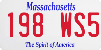 MA license plate 198WS5