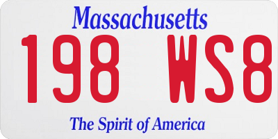 MA license plate 198WS8