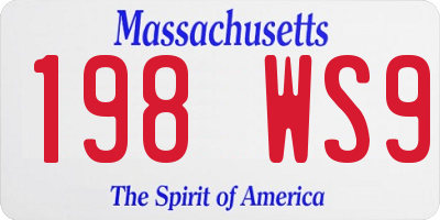 MA license plate 198WS9