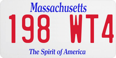 MA license plate 198WT4