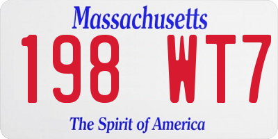 MA license plate 198WT7