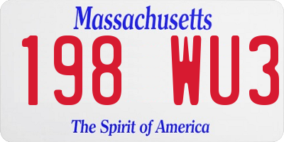 MA license plate 198WU3