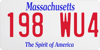MA license plate 198WU4