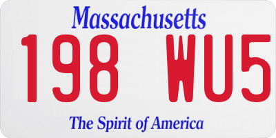 MA license plate 198WU5