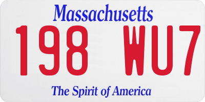 MA license plate 198WU7