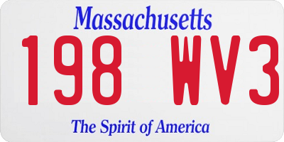 MA license plate 198WV3