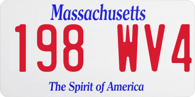MA license plate 198WV4