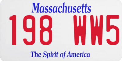 MA license plate 198WW5