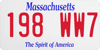MA license plate 198WW7