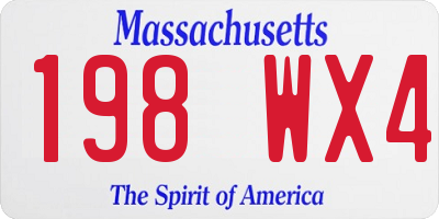 MA license plate 198WX4