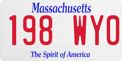 MA license plate 198WY0