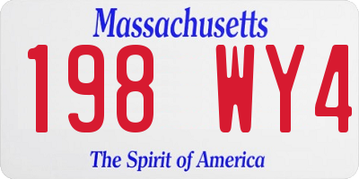 MA license plate 198WY4
