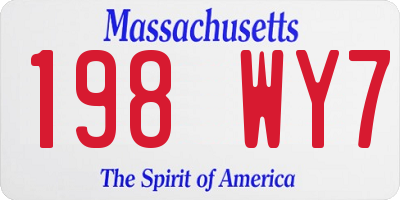 MA license plate 198WY7