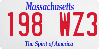MA license plate 198WZ3