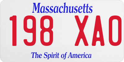 MA license plate 198XA0
