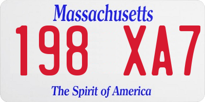 MA license plate 198XA7