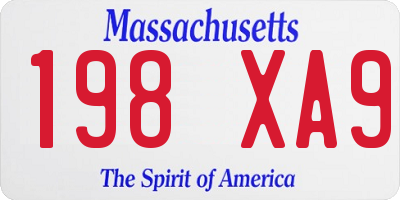 MA license plate 198XA9