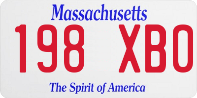 MA license plate 198XB0
