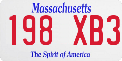 MA license plate 198XB3