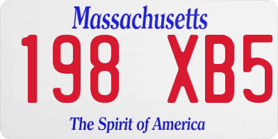 MA license plate 198XB5