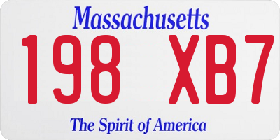 MA license plate 198XB7
