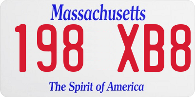 MA license plate 198XB8
