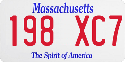 MA license plate 198XC7