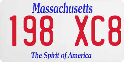 MA license plate 198XC8
