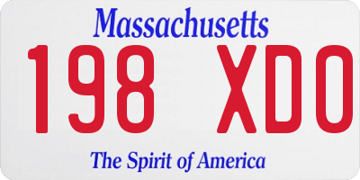 MA license plate 198XD0