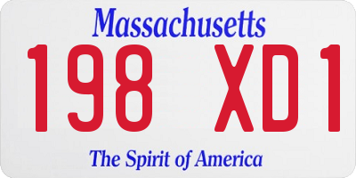 MA license plate 198XD1