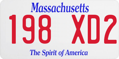 MA license plate 198XD2